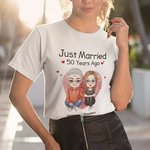Personalisierte gerade geheiratet vor vielen Jahren T-Shirt Valentinstag Geburtstag Jahrestag Geschenk für Paar Frau Freundin Ehemann