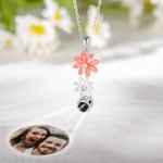 Personalized Brass Projection Necklace with Daisy Flowers Anniversary Gift Birthday Gift for Her