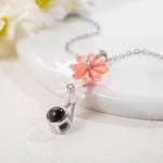 Personalized Brass Projection Necklace with Daisy Flowers Anniversary Gift Birthday Gift for Her