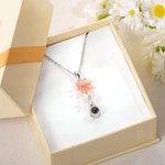 Personalized Brass Projection Necklace with Daisy Flowers Anniversary Gift Birthday Gift for Her