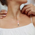 Personalized Brass Projection Necklace with Daisy Flowers Anniversary Gift Birthday Gift for Her