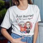 Personalisierte gerade geheiratet vor vielen Jahren T-Shirt Valentinstag Geburtstag Jahrestag Geschenk für Paar Frau Freundin Ehemann