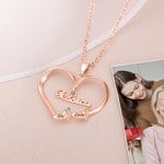 Personalized Engraved Baby Feet Heart Family Necklace with 1-8 Names and Birthstones Mother‘s Day Birthday for Mother Grandma