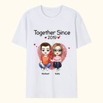 Personalised Together Since 2019 T-shirt Soft and Comfortable Valentine's Day Birthday Anniversary Gift for Couple Girlfriend Wife Husband
