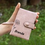 Portafoglio personalizzato in pelle PU con fiore di nascita pieghevole a tre scomparti portacarte regalo di compleanno per donne