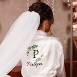 Personalized Bridesmaid Satin Robe with Lace-Trim Bridesmaid Dressing Gown for Bachelorette Bridal Party Bridesmaid Wedding Gift