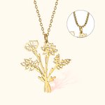 Personalised Dainty Birth Flower Bouquet Family Necklace for Mother Grandma Best Friend Birthday Mother’s Day Jewellery