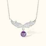 Personalized Glitter Sparkling Angel Wings Necklace with CZ Healing Crystal and Lucky Number for Women Spiritual Numerology Jewelry