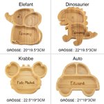 Personalisiertes Lebensmittelqualität Tier Baby-Fütterung Besteck-Set aus Bambus mit Saugnapf Taufe Weihnachten Geschenk für Baby Neu-Mama