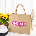 Personalized Doll Inspired Jute Tote Bag Carryall Bag with Name or Letter for Travel Beach Camping Shopping Birthday Gift Wedding Party Gift