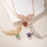 Personalized Glitter Sparkling Angel Wings Necklace with CZ Healing Crystal and Lucky Number for Women Spiritual Numerology Jewelry