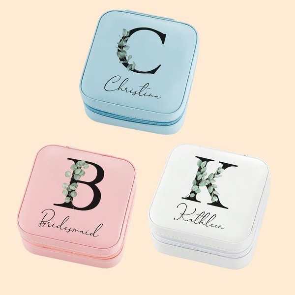 Scatola portagioie personalizzata per damigelle d'onore con custodia da viaggio con nome Regalo di nozze per damigelle d'onore Regalo di addio al celi