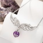Personalized Glitter Sparkling Angel Wings Necklace with CZ Healing Crystal and Lucky Number for Women Spiritual Numerology Jewelry