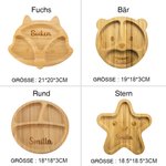 Personalisiertes Lebensmittelqualität Tier Baby-Fütterung Besteck-Set aus Bambus mit Saugnapf Taufe Weihnachten Geschenk für Baby Neu-Mama