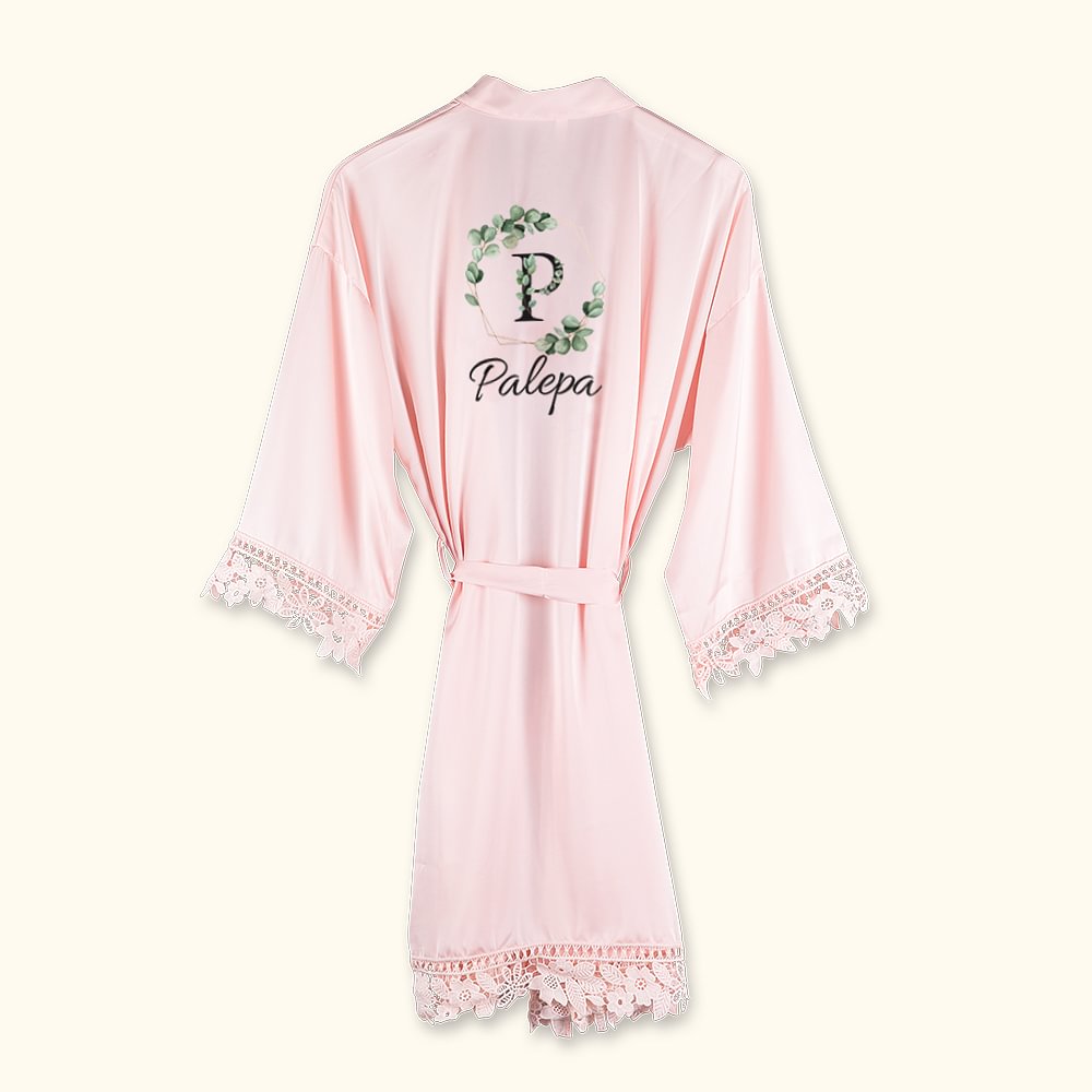 Robe de mariée personnalisée en satin avec bordures en dentelle Cadeau de mariage pour l'enterrement de vie de jeune fille Cadeau de mariage pour l'en