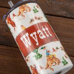 Taza para sorber personalizada de acero inoxidable de 12 onzas, a prueba de derrames, estilo vaquero occidental, para regalar a niños pequeños