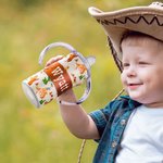 Taza para sorber personalizada de acero inoxidable de 12 onzas, a prueba de derrames, estilo vaquero occidental, para regalar a niños pequeños
