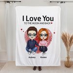 Personalized I Love You To The Moon And Back Skin Friendly Blanket for Couple Husband Wife Anniversary Valentine's Gift