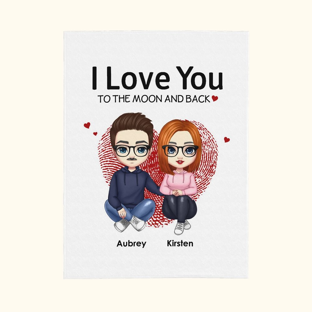 Couverture personnalisée I Love You To The Moon And Back pour Couple Mari Femme Anniversaire Cadeau de Saint-Valentin