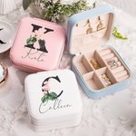 Boite à Bijoux Personnalisée avec Nom Style Hawaii Accessoire Portable Cadeau Anniversaire pour Femmes Filles