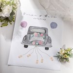 Personalisierte Hochzeit Poster mit Just Married Geld Auto Design Home Dekoration Bargeld Geschenk für Flitterwochen Paar Newlyweds