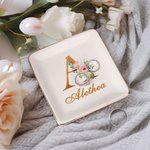 Vassoio portagioie personalizzato con nome e iniziali floreali Matrimonio Fidanzamento Compleanno Festa della Mamma Regalo per la sposa Fidanzata Amic