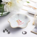 Vassoio portagioie personalizzato con nome e iniziali floreali Matrimonio Fidanzamento Compleanno Festa della Mamma Regalo per la sposa Fidanzata Amic