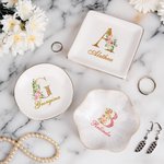 Vassoio portagioie personalizzato con nome e iniziali floreali Matrimonio Fidanzamento Compleanno Festa della Mamma Regalo per la sposa Fidanzata Amic