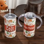Taza para sorber personalizada de acero inoxidable de 12 onzas, a prueba de derrames, estilo vaquero occidental, para regalar a niños pequeños