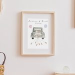 Personalisierte Hochzeit Poster mit Just Married Geld Auto Design Home Dekoration Bargeld Geschenk für Flitterwochen Paar Newlyweds