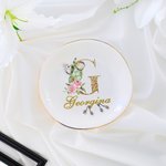 Vassoio portagioie personalizzato con nome e iniziali floreali Matrimonio Fidanzamento Compleanno Festa della Mamma Regalo per la sposa Fidanzata Amic