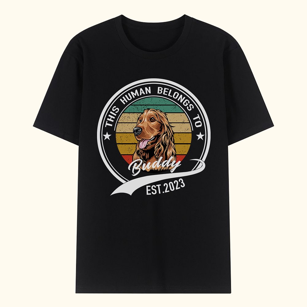 T-shirt Personnalisé avec Dessin Chien Chat Nom Année Cadeau Anniversaire Fête pour Homme Femme Amoureux d'Animal de Compagnie