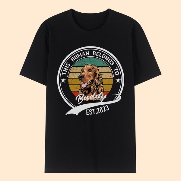 T-shirt Personnalisé avec Dessin Chien Chat Nom Année Cadeau Anniversaire Fête pour Homme Femme Amoureux d'Animal de Compagnie