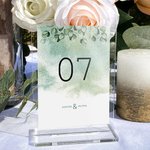 Personalized Acrylic Eucalyptus Wedding Table Number Template Table Decor Gift for Wedding