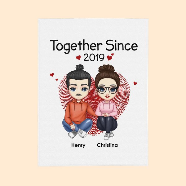 Personalised Together Since 2019 Blanket Best Romantic Anniversary Marriage Gift for Couple Mom Dad Parents