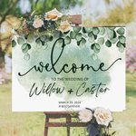 Personalized Eucalyptus Theme Welcome to Wedding Sign with Name and Date Bridal Shower Wedding Reception Ceremony Decor Gift for New Couple
