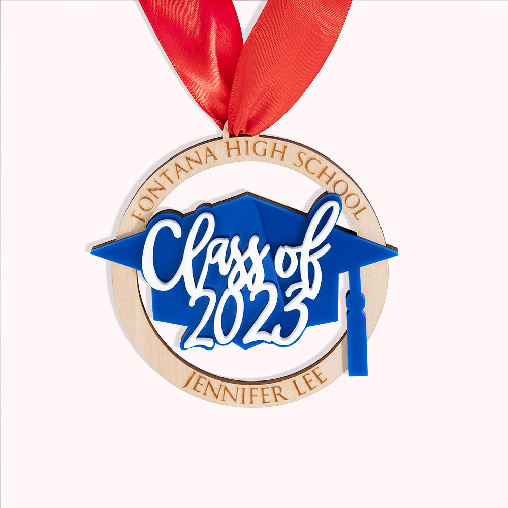 Personalized Class Of 2024 Graduation Medal Ornament With Engraved Text personalized-class-of-2024-graduation-medal-ornament-with-engraved-text