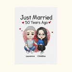Couverture personnalisée Just Married 50 Years Ago Cadeaux pour Couple Parents Amis Anniversaire Cadeau de mariage