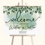 Personalized Eucalyptus Theme Welcome to Wedding Sign with Name and Date Bridal Shower Wedding Reception Ceremony Decor Gift for New Couple