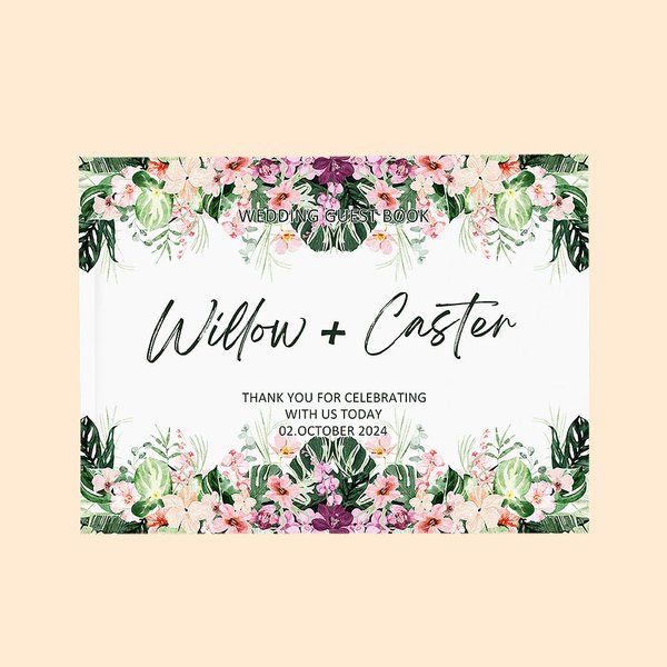 Libro de Invitados de Boda Personalizado Estilo Hawaiano Libro de Invitados Rústico Regalo para Decoración de Boda Regalo de Recuerdo de Ducha Nupcial