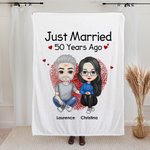 Couverture personnalisée Just Married 50 Years Ago Cadeaux pour Couple Parents Amis Anniversaire Cadeau de mariage