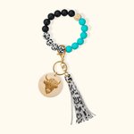 Henkilökohtainen Cow Print Rannekoru Avaimenperä Highland Cow Avaimenperä nimi Silikoni Helmet rannerengas Naisten Tytöt