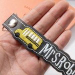 Personalized Leather Cartoon Bus Driver Keychain with Embroidered Name Teacher Gift Back to School Gift for Bus Driver