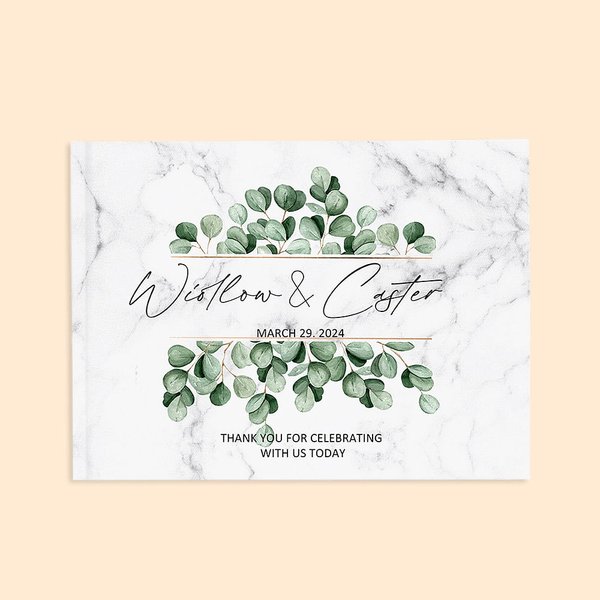 Libro degli ospiti di matrimonio personalizzato in stile rustico di eucalipto per il regalo di nozze Decor Bridal Shower Keepsake