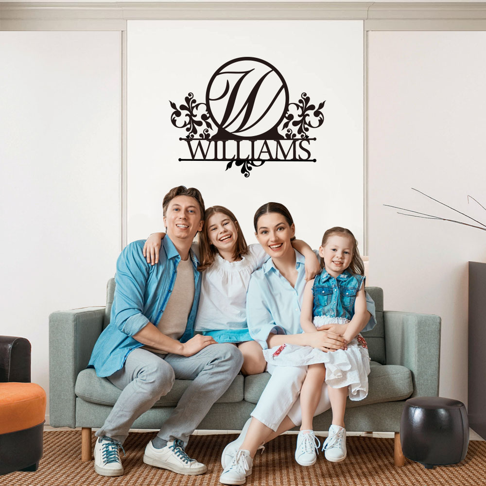 Personalized Family Name and Monogram Letter Metal Sign Wall Decor for ...