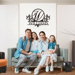 Personalized Family Name and Monogram Letter Metal Sign Wall Decor  for Home Kitchen Housewarming Anniversary Gift