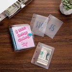 Personalized Mini Money Saving Challenge Binder with 15 Transparent Envelop Pages Cash ID Card Stuffing Gift for Family Friends
