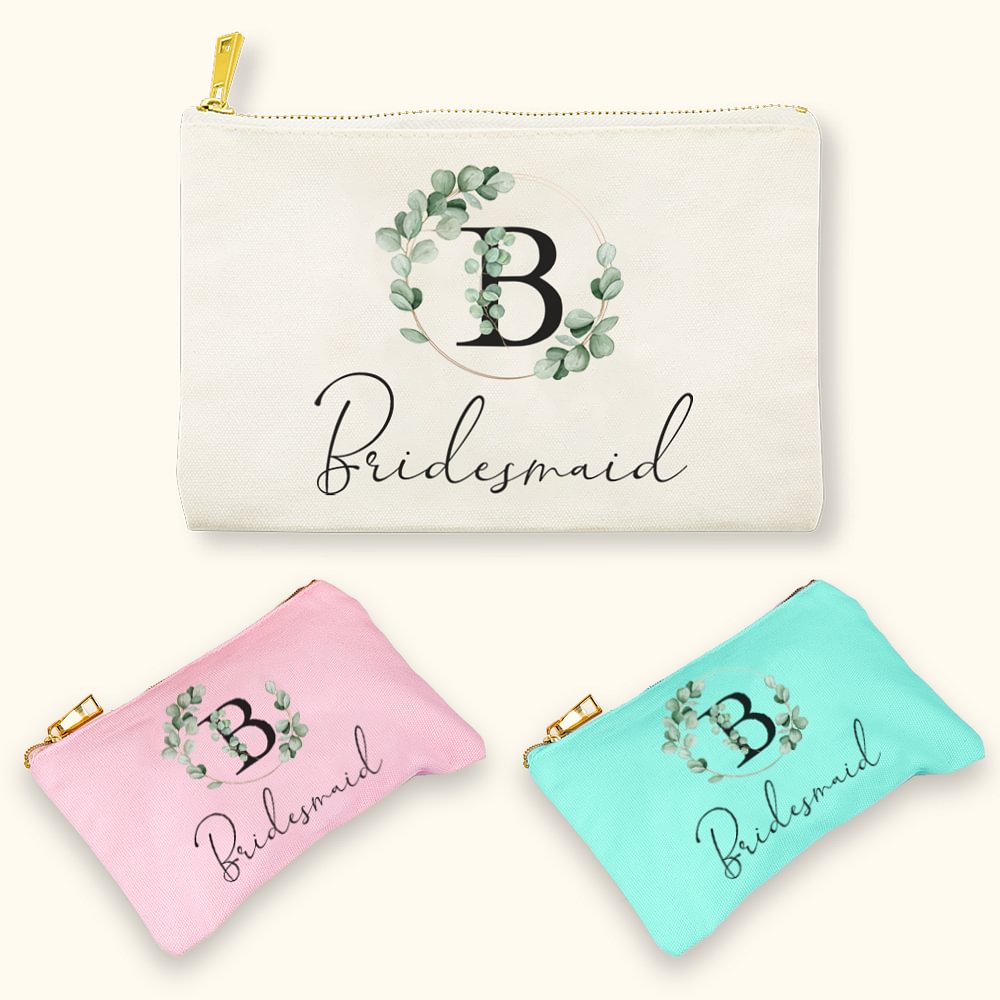 Sac de maquillage personnalisé en eucalyptus avec nom pour Bridesmaid Best Friend Wedding Bridal Shower Bachelor Party Gift
