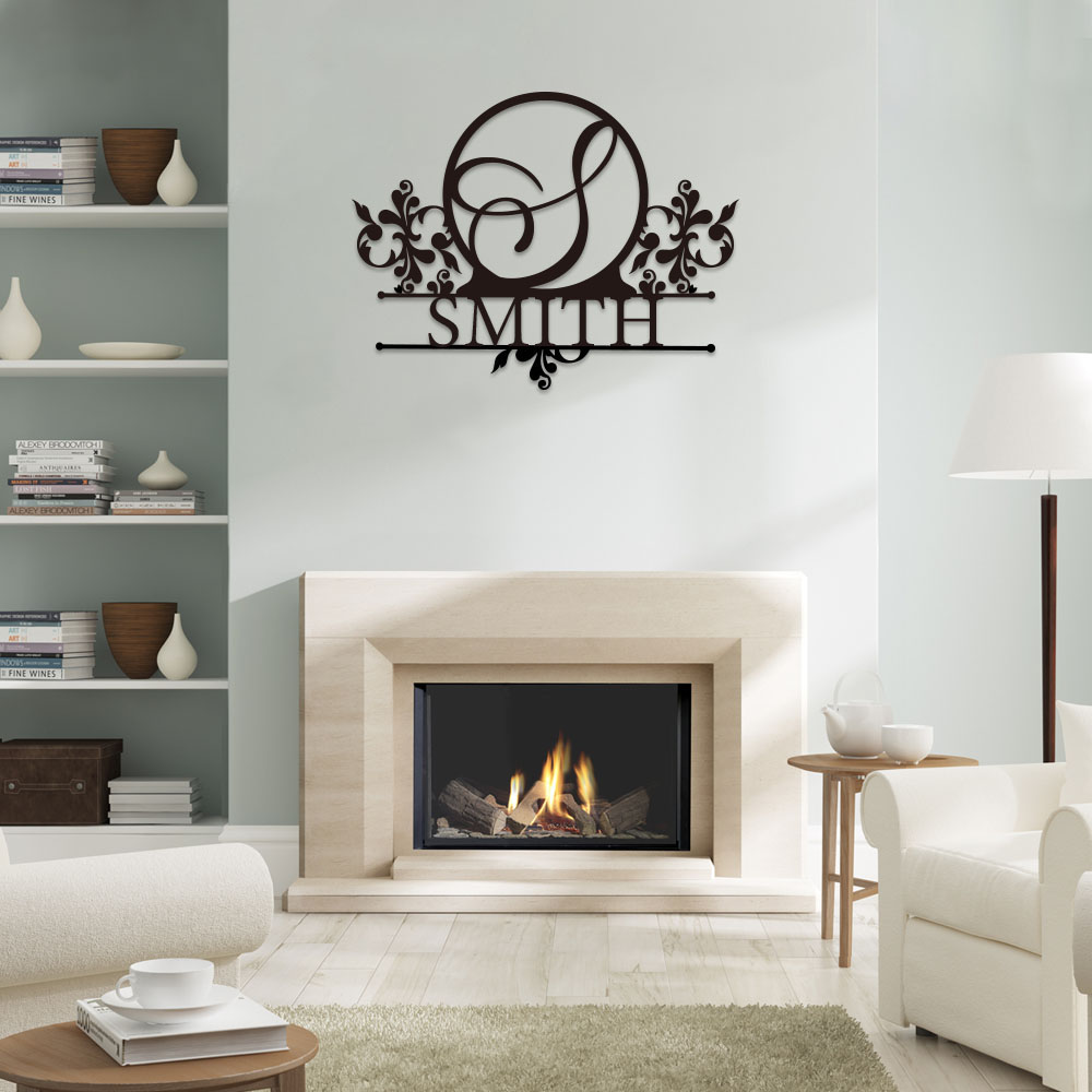 Personalized Family Name and Monogram Letter Metal Sign Wall Decor for ...