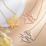 Personalised Birth Flower Heart Necklace with Name Floral Jewellery Mother's Day Valentine Anniversary Bridesmaid Gift